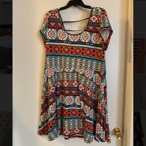 Aztec Patterned Dress Plus Size 3X